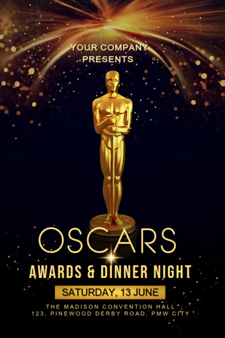 Black Maximalist Oscars Awards And Dinner Night Poster Template ...