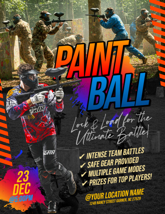 Black Maximalist Paintball Flyer (us Letter) Pamflet (VSA Brief) template