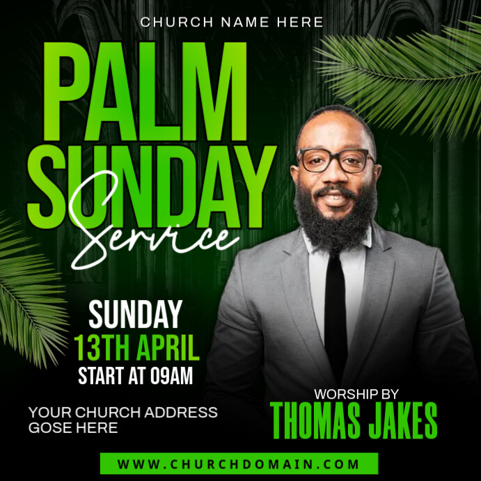 Copy of Black Maximalist Palm Sunday Church Flyer Instagram Post ...