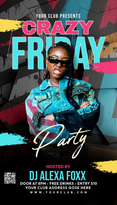 Black Maximalist Party Flyer Business Card Cartão de visita template