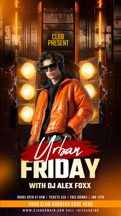 Black Maximalist Party Flyer Digital Display (9:16) template