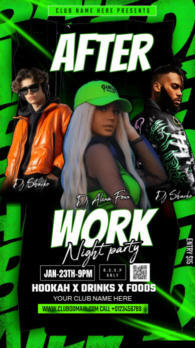 Black Maximalist Party Flyer  Digital Display (9:16) template