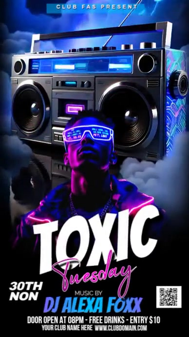 Black Maximalist Party Flyer Digital Display (9:16) template