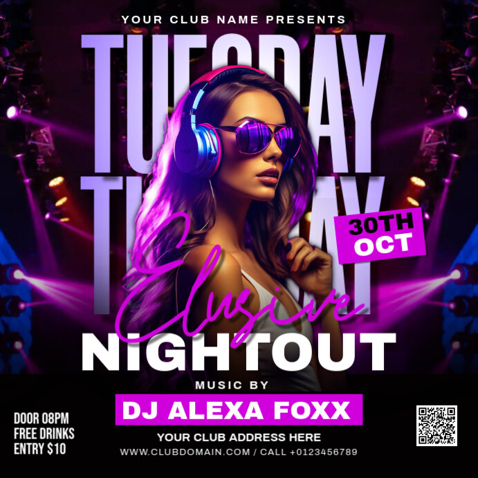 Black Maximalist Party Flyer Instagram Post Template | PosterMyWall