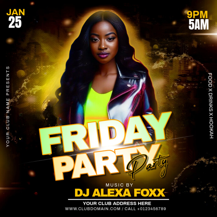 Black Maximalist Party Flyer Instagram Post Template | PosterMyWall