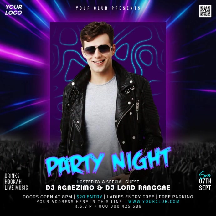 Black Maximalist Party Flyer Instagram Post Template | PosterMyWall