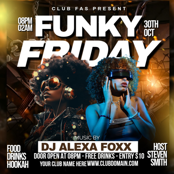 Black Maximalist Party Flyer Instagram Post Template | PosterMyWall