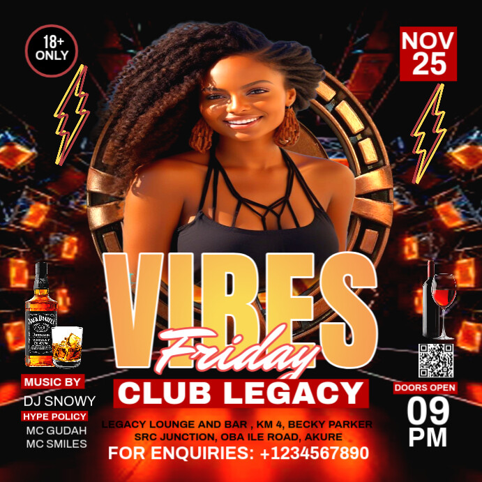 Black Maximalist Party Flyer Instagram Post Template | PosterMyWall
