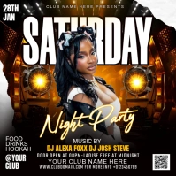 Black Maximalist Party Flyer  Square (1:1) template