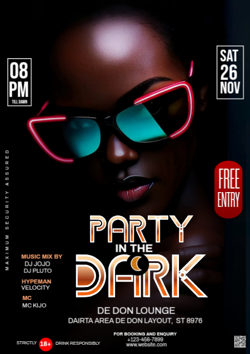 Black Maximalist Party In The Dark A4 template