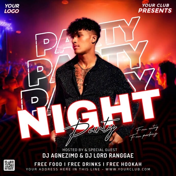 Black Maximalist Party Night Instagram Post Template | PosterMyWall