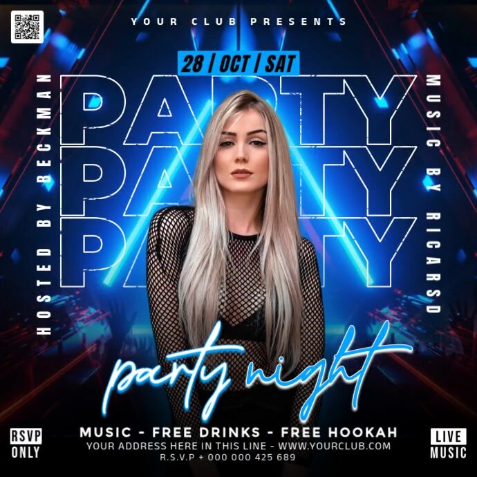 Black Maximalist Party Night Instagram Post Template | PosterMyWall