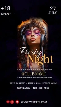 Black Maximalist Party Night Invitation  Busi Business Card template