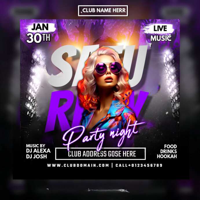 Black Maximalist Party Night Square (1:1) Template | PosterMyWall