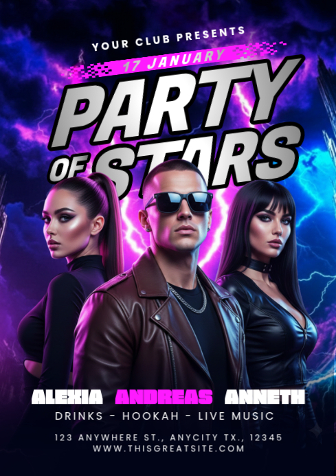Black Maximalist Party Of Stars A4 Template | PosterMyWall
