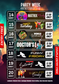 Black Party Week Event A4 Template
