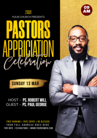 Black Maximalist Pastor Appriciation Service  A4 template