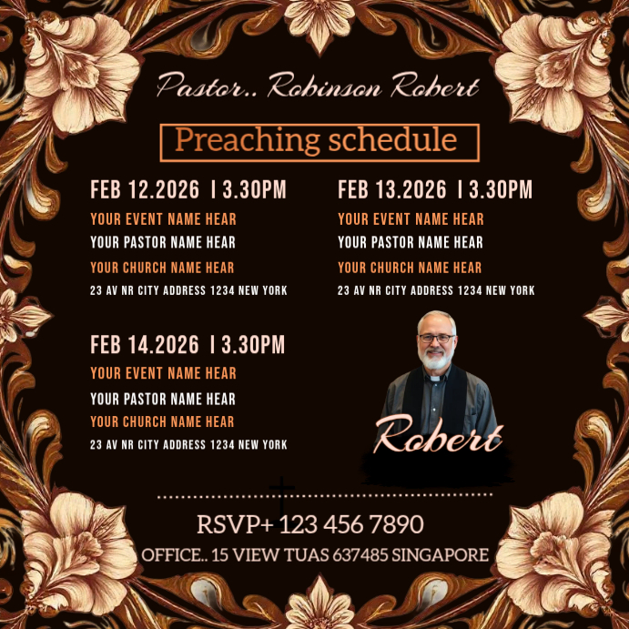 Black Maximalist Pastor Preaching Schedule Instagram Post Template ...