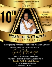 Black Maximalist Pastoral And Church Anniversary Flyer (us Letter) template