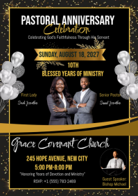 Black Maximalist Pastoral Anniversary Invitation A4 template