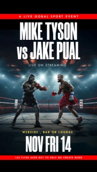 Black Maximalist Paul Vs Tyson Streaming Flyer  Instagram Story template