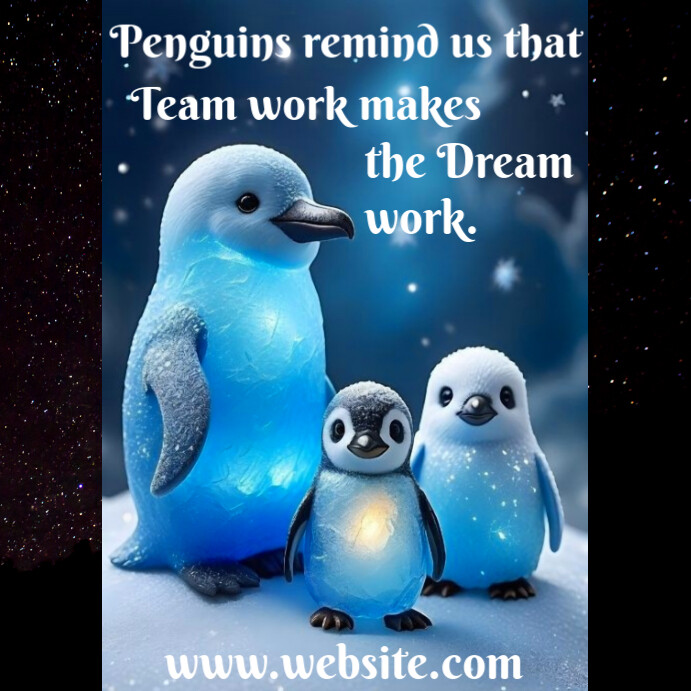 Black Maximalist Penguin  Instagram Post template