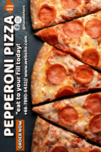 Black Maximalist Pepperoni Pizza Flyer Pinterest Graphic template