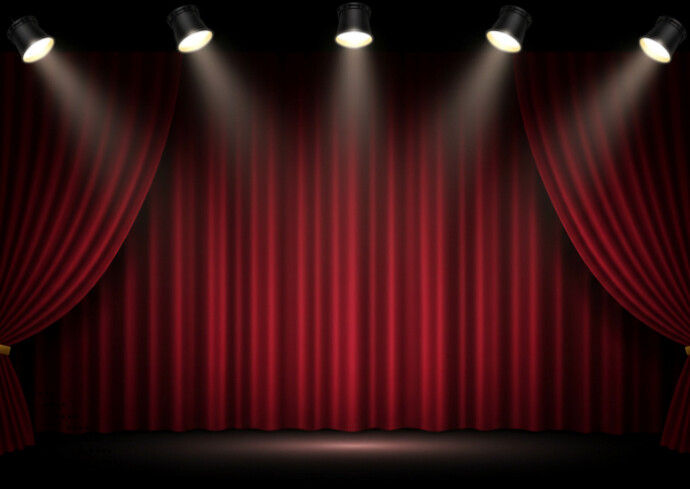 Black Maximalist Performance Stage Background With Spotlights A6 template