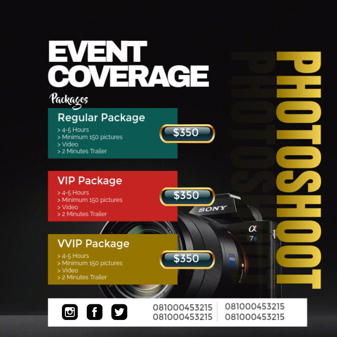 Black Maximalist Photoshoot Flyer  Instagram Post template