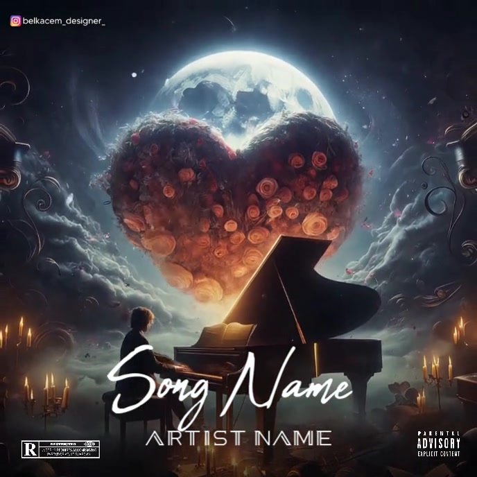 Black Maximalist Piano  Album Cover template