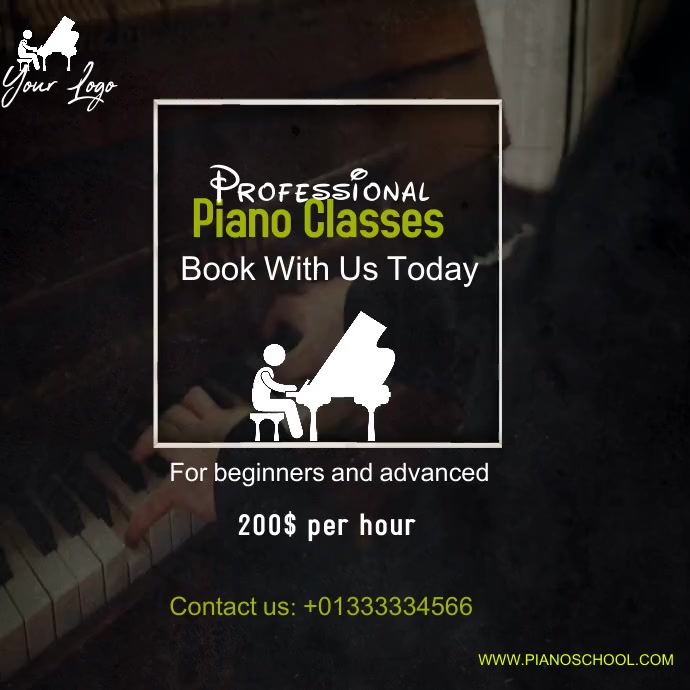 Black Maximalist Piano Classes/ Lessons  Inst Instagram Post template