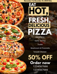Black Maximalist Pizza Flyer (us Letter) template
