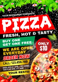 Black Maximalist Pizza Flyer A3 template