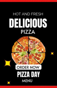 Black Maximalist Pizza Flyer Tabloid template