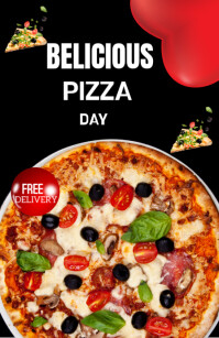Black Maximalist Pizza Flyer  Tabloid template