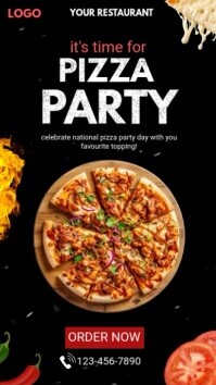 Black Maximalist Pizza Party Day  Instagram Story template