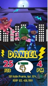 Black Maximalist  Pj Masks Invitation Instagram Reel template