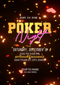 Black Maximalist Poker Game Night A4 template