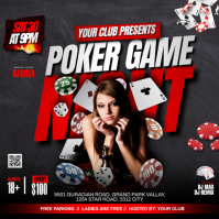 Черный Poker Night Event โพสต์บน Instagram Template