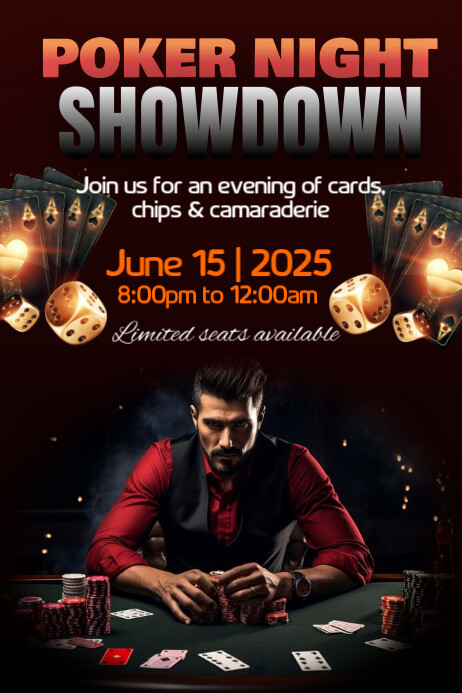 Showdown Poster Examples Black Maximalist Poker Night Showdown Poster Template | PosterMyWall