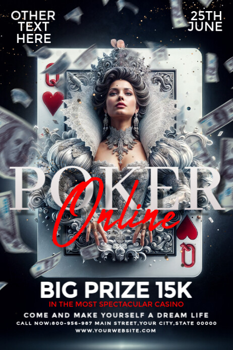 Black Maximalist Poker Online Night Poster Cartaz template