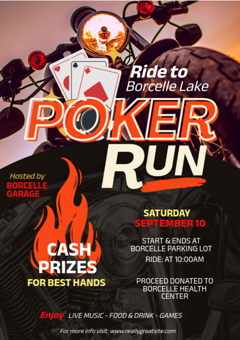 Black Maximalist Poker Run Poster A4 template