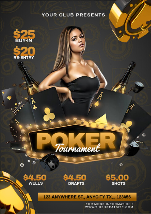 Black Maximalist Poker Tournamenrt A4 template