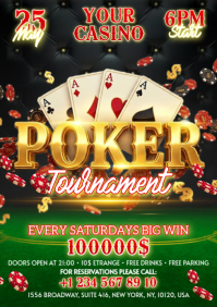 Black Maximalist Poker Tournament A5 template