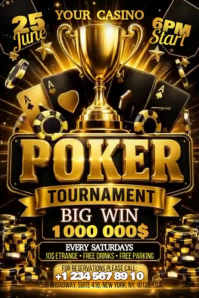 สีดำ Poker Tournament Banner 4' × 6' Template