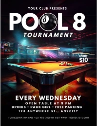Black Maximalist Pool 8 Ball Tournament Flyer (us Letter) template
