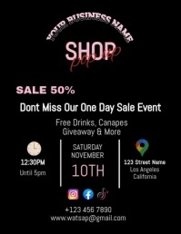 Black Maximalist Pop Up Shop Flyer (us Letter) template