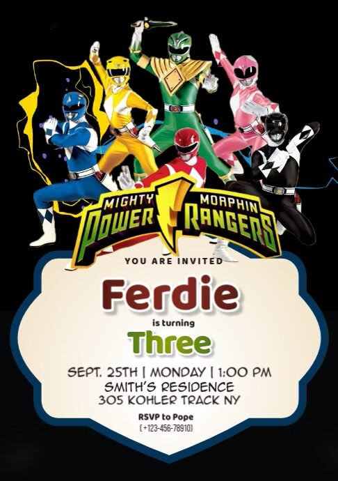 Copy of Black Maximalist Power Ranger Birthday A4 | PosterMyWall