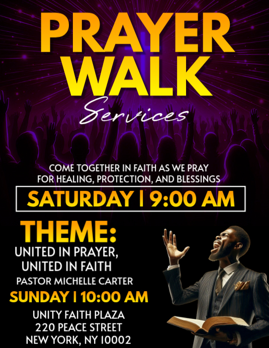 Black Maximalist Prayer Walk Service Flyer (us Letter) Template ...
