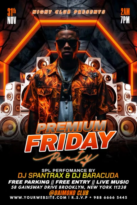 Plantilla de Black Maximalist Premium Friday Party Night Poster ...